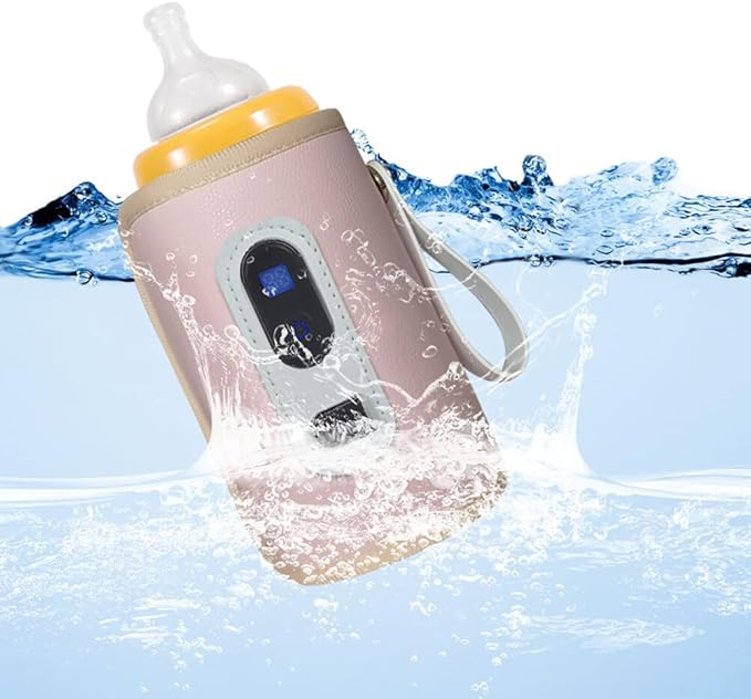 USB Milk Warmer Bag, Portable Bottle Warmer with Temperature Display for Travel Camping, 5 Temperature Adjustable Portable Baby Bottle Warmer