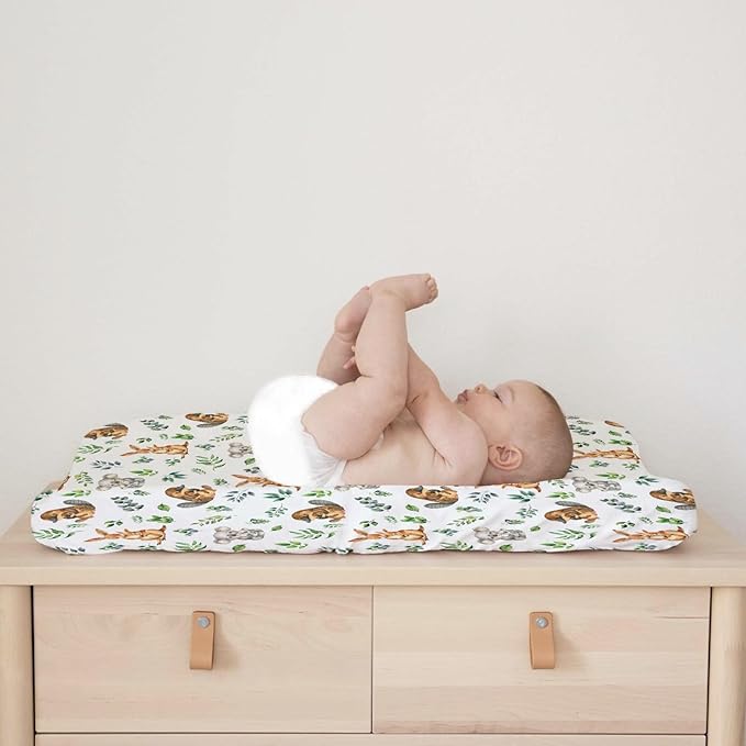 Baby Australian Animals Changing Pad Covers for Boy Girl 32''x16'' Koala Kangaroo Green Leaves Unisex Fitted Baby Changing Table Sheets Wildlife Soft Breathable Nursery Diaper Changing Table Mats