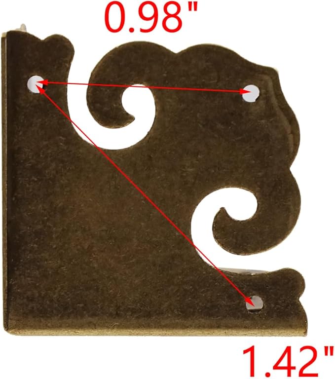 MY MIRONEY 4PCS Brass Furniture Corner Protector Decorative Box Corner Protector Hollow Cloud Pattern Antique Hardware Desk Edge Corner Guard with Nails, 1.38" x 1.38" x 1.38"