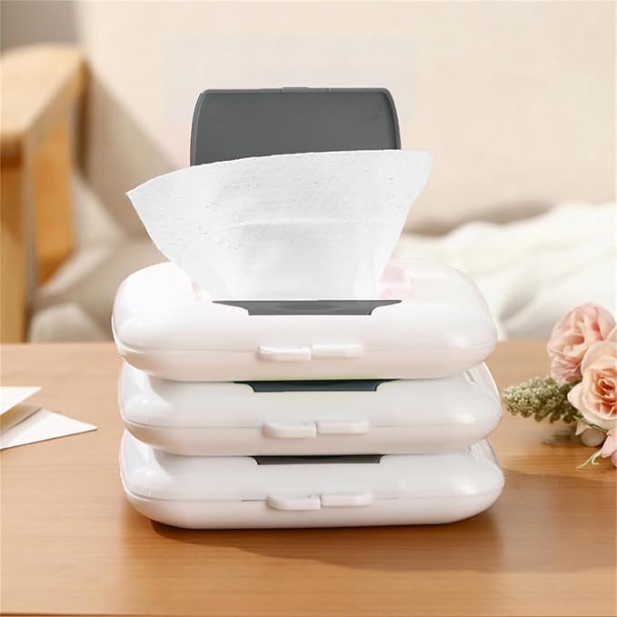 Gray Travel Wipe Holder, Wipes Container,Wet Wipe Container Box for Strollers,Hanging Refillable Wipes Dispenser Portable Baby Wipe Case for Indoor Outdoor Use,Diaper Wipe Holders