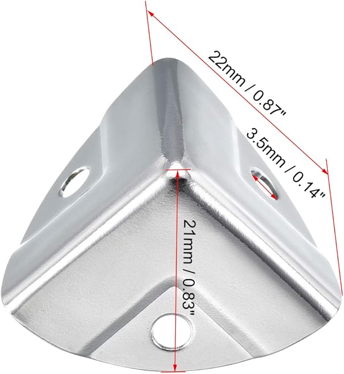 uxcell Metal Box Corner Protectors Wooden Box Edge Guard Protector 22x22x22mm Silver Tone 4pcs