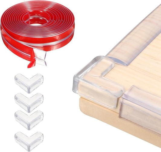 uxcell Edge Protector, 16.4ft (5M) x 0.8" (20MM) Clear Furniture Corner Guard PVC Strong Adhesive Proofing Edge Safety Bumpers with 4 Corners Guards for Table Cabinets
