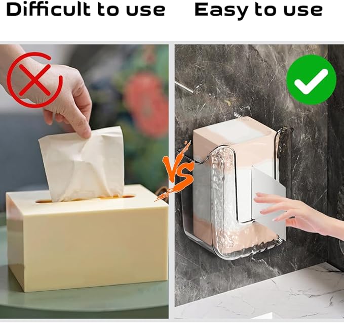 Kitchen Wipes Storage Box, Abnaok 2PCS Wall-Mounted Tissue Box, Flushable Wipes Holder for Bathroom, Refillable Wipes Container Box, Non-Slip Toilet Wipes Container Keeps Wipes Fresh