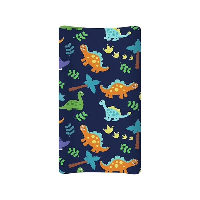 ZDCUSTOM Dinosaur Pattern Unisex Baby Changing Pad Cover Soft Changing Table Sheets Washable Diaper Change Sheet Crib Mat Fits 32"x16" Contoured Pad