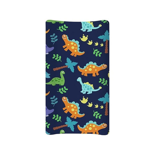 ZDCUSTOM Dinosaur Pattern Unisex Baby Changing Pad Cover Soft Changing Table Sheets Washable Diaper Change Sheet Crib Mat Fits 32"x16" Contoured Pad