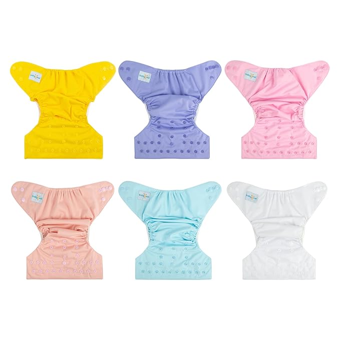 babygoal Cloth Diaper Covers 6 Pack with Wet Bag for Fitted Diapers and Prefolds with Double Gussets, Adjustable and Reusable for Baby Girls