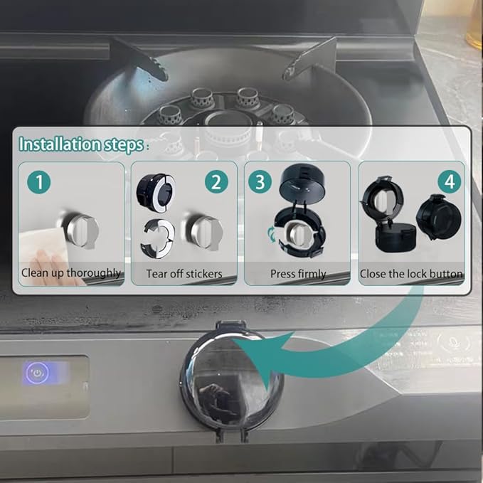 Stove Knob Safety Covers & Gas Stove Knob Locks - Childproof Oven Lock 5 Pack, Heat-Resistant ABS Stove Locks Child Safety Universal Fit Knob Covers