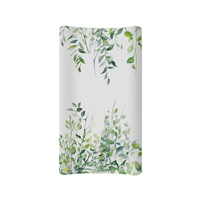 Baby Stretchy Changing Pad Cover, Breathable Changing Pad Cover for Infants and Toddles, Green Leaves Print 16 * 32 Inches