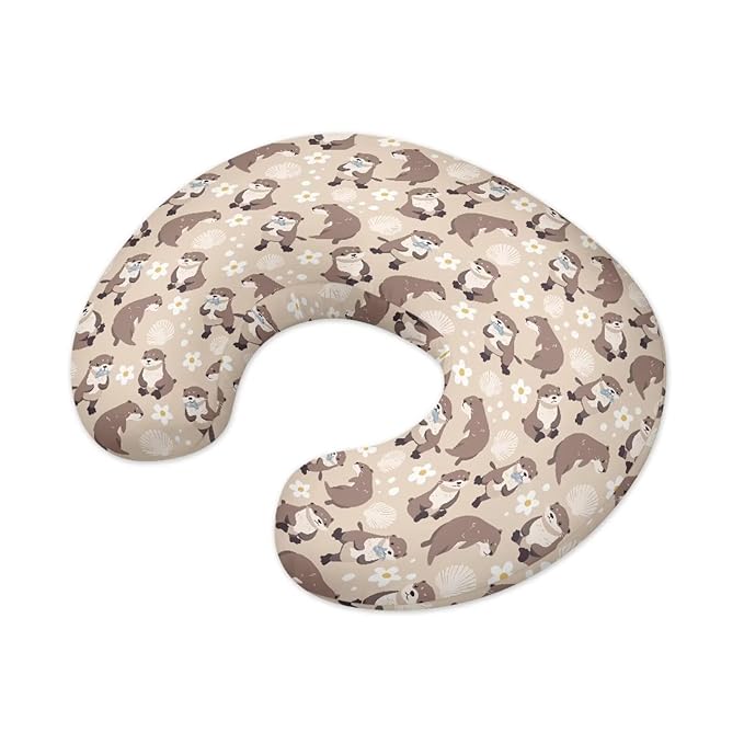 Otter Flowers Breastfeeding Support Pillowcase for Newborn Babies Washable Comfortable Bottle and Breastfeeding Removable Nursing Pillow Cover for Boys Girls