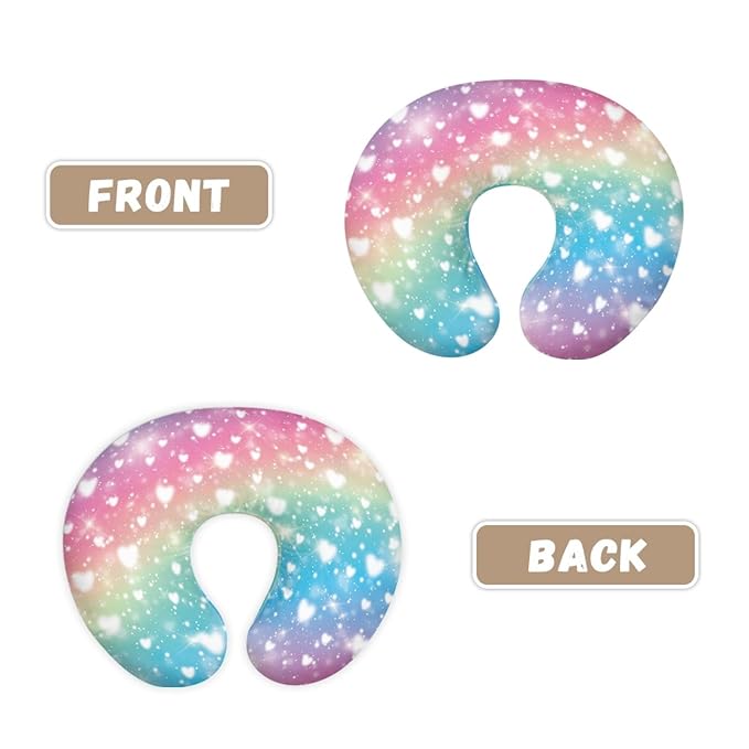 Forchrinse Rainbow Love Heart Girls Nursing Pillow Cover Stretch Soft Breastfeeding Pillow Slipcover Cozy Washable Cushion Protector Easy to Care