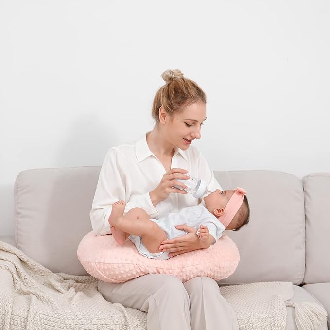 Nursing Pillow Cover Breastfeeding Pillow Cases Plush Dot Slipcover (LightPink)