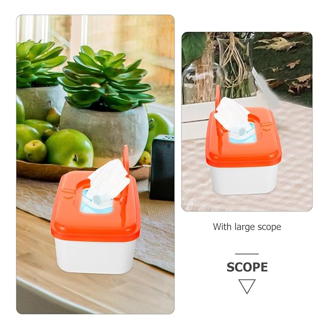 DOITOOL 2 Pcs Baby Wipes Dispenser, Wet Wipes Dispenser Holder Plastic Container Refillable Portable Flushable Tissue Case with Sealing Lid for Nursery Bathroom Travel, Random Color