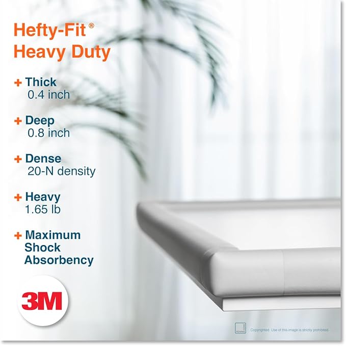 Roving Cove HeftyFit Edge Corner Protector Baby Proofing (Large 18ft Edge 8 Corners), Heavy-Duty, Soft NBR Rubber Foam, Furniture Fireplace Safety Bumper Guard, 3M Adhesive, Oyster White (Off White)
