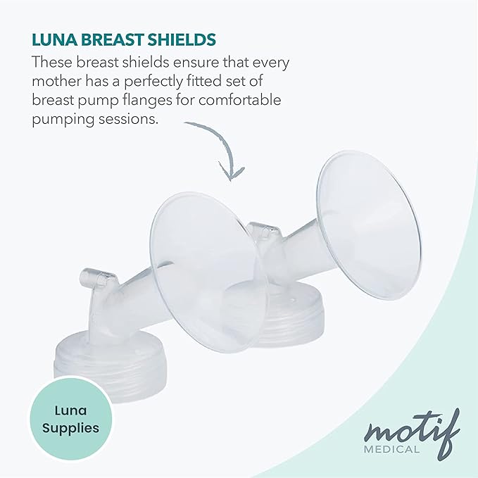 Motif Medical Luna Breast Pump Flange - Comfortable Breast Pump Flanges for Better Milk Flow & Pumping Ease - Ideal Flange Insert for Breastfeeding Moms (2 Shields, 24 mm)