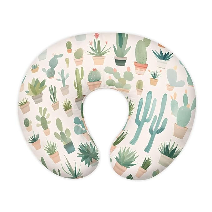 Cactus Pattern Pillow Cover for Infant Snug Stain Resistant Neutral Breastfeeding Pillow Cover Easy to Clean Soft Custom Gifts for Toddler Infant