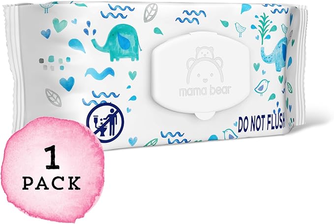 Amazon Brand - Mama Bear 99% Water Baby Wipes, Hypoallergenic,formulated without Fragrance, 72 Count