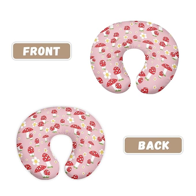 Red Mushroom and Daisy Nursing Pillow Cover for Baby Boy Girl Slipcover for Breastfeeding Pillows, Soft and Stretchy Safely Breastfeeding Pillow Cover