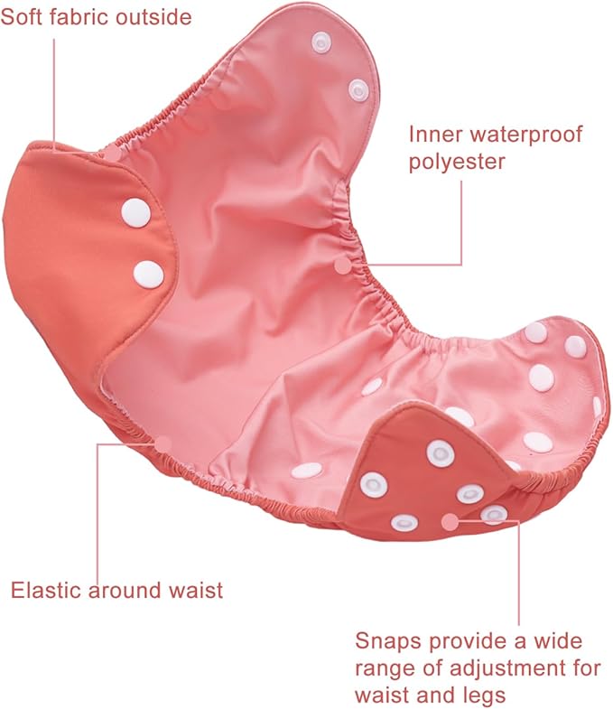 babygoal Baby Cloth Cover for Prefolds,Flats or Fitted Diapers– Adjustable, Reusable, Waterproof Swim Diaper Cover