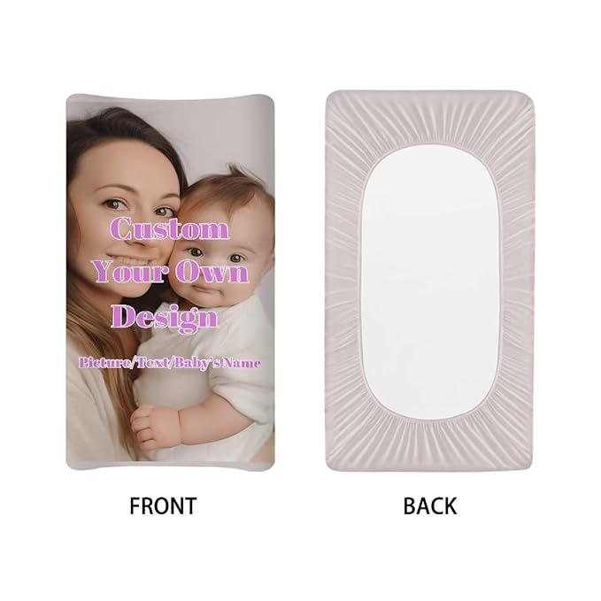 Custom Diaper Changing Pad Cover Personalized Changing Pad Cover with Picture Custom Name Bassinet Cradle Mattress Sheets 32"x16" Customizable Gifts for New Mother