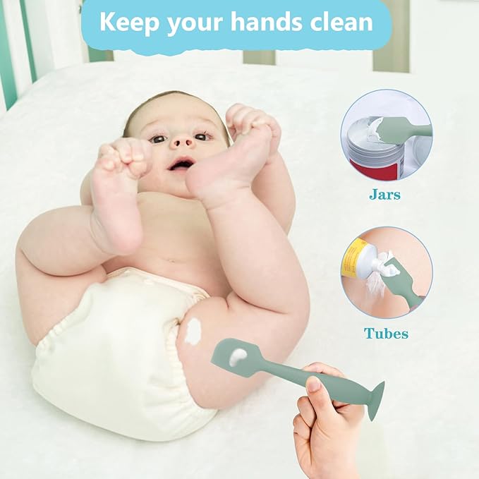 Baby Diaper Cream Spatula Applicator, 4 Pack Butt Spatula Diaper Rash Cream Applicator for Butt Paste Diaper Cream, Newborn Baby Essentials, 2 Large and 2 Mini Sizes