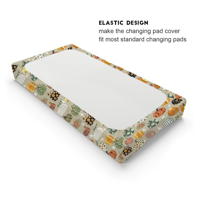 Vintage Fall Pumpkins Floral Baby Changing Pad Covers Autumn Harvest Diaper Changing Table Sheets for Boy Girl Thanksgiving Soft Breathable Stretch Baby Change Pad Table Mats 32''x16''