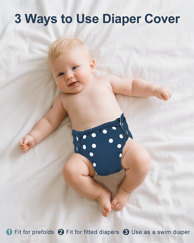 babygoal Baby Cloth Cover for Prefolds,Flats or Fitted Diapers– Adjustable, Reusable, Waterproof Swim Diaper Cover