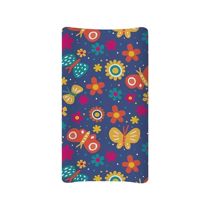 Microfiber Diaper Changing Table Sheets for Infants and Toddles Hippie Floral Butterflies Baby Changing Pad Cover Soft Breathable