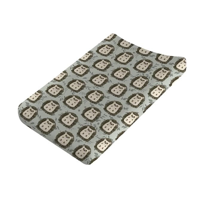 Cute Animals Baby Changing Pad Covers Baby Hedgehog Retro Green Leaves Diaper Change Table Sheets for Girl Boy Soft Stretch Fitted Changing Table Pad Mat Cover 32''x16''