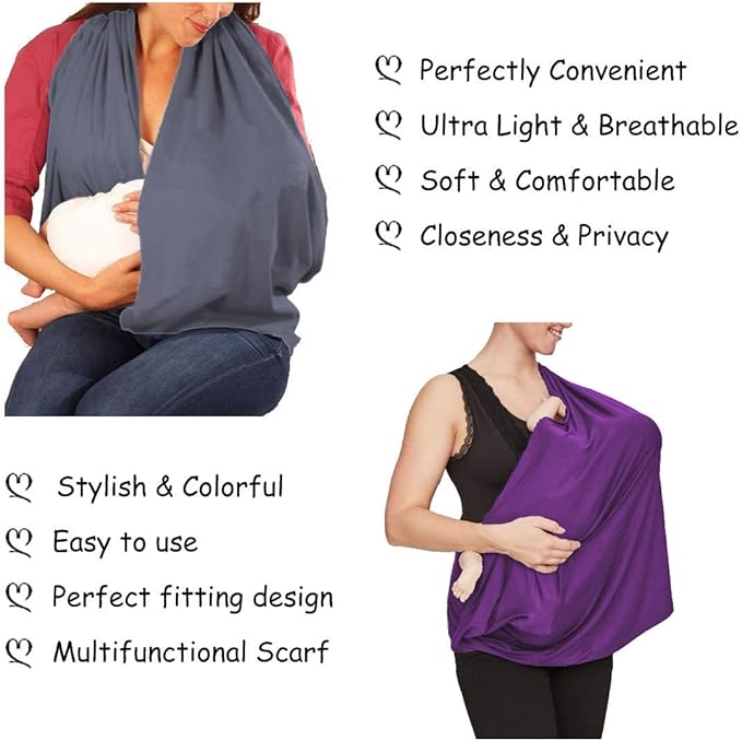 JTSN 2 Pack Nursing Cover - Breastfeeding Cover ups Infinity Scarf, Lightweight Soft Breathable