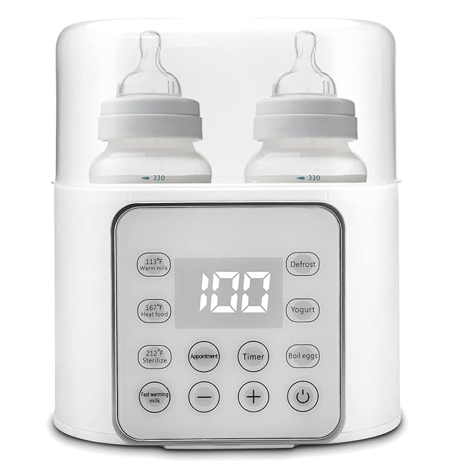 Baby Bottle Warmer 9-in-1 Multifuntion Breast Milk Warmer, Fast Baby Food Heater and Defrost Warmer with Timer for Twins, LCD Display Accurate Temperature Adjustment, 24H Constant Mode