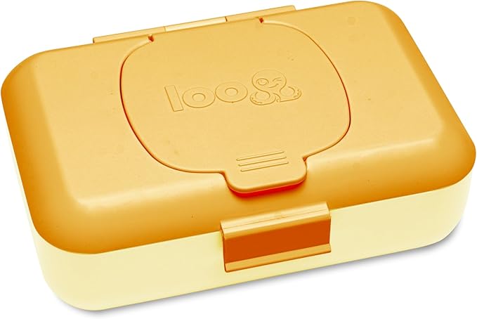 Loo Kids Flushable Wipes Dispenser – Fits Standard Size Flushable Wipes Only – No-Drill Suction Mount Wipe Holder for Toilet Tank, Tile, or Smooth Bathroom Surfaces, Yellow