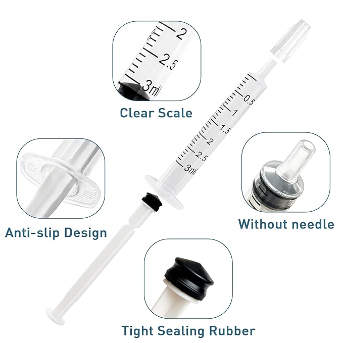 100 Sets 3ml Colostrum Syringes,Colostrum Collector kit Include 100 3ml Syringe with Cap, Sticker, Clear ziplock Bag and a Measuring Cup