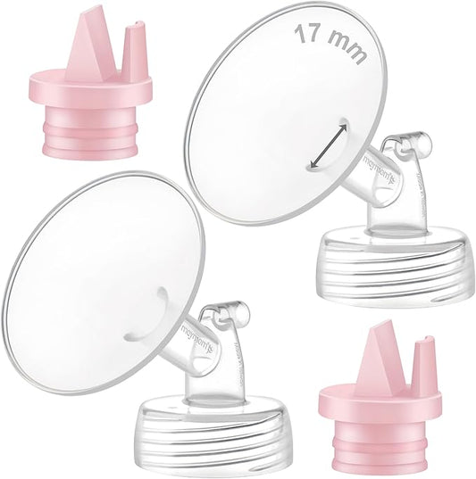 Maymom Pump Part Compatible with Spectra/Ameda Luna Pumps, Syngery Gold; Incl Wide Mouth Flange 17 mm 2nd Gen. Pink Valve; Not Original Spectra Flange; Replaces Spectra S1 S2, Plus Shield, Accessories