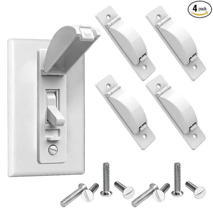Light Switch Cover Guard, 4 Pack Light Switch Lock, Light Switch Guard, Child Proof Light Switch Cover, Prevent Children and Adults from Accidentally Turning Your Lights on or Off (White)