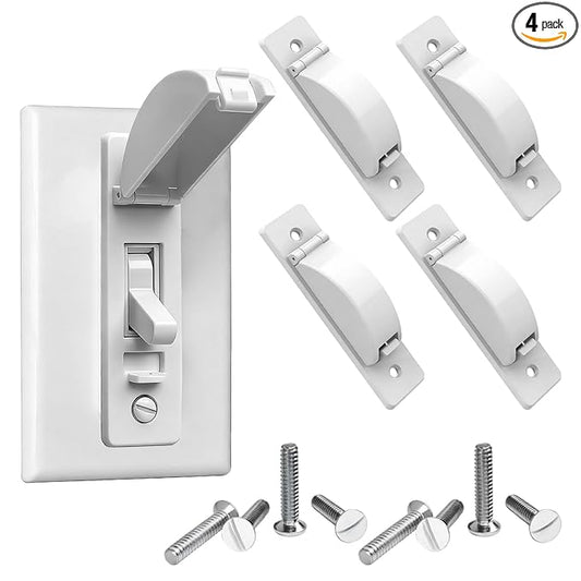 Light Switch Cover Guard, 4 Pack Light Switch Lock, Light Switch Guard, Child Proof Light Switch Cover, Prevent Children and Adults from Accidentally Turning Your Lights on or Off (White)
