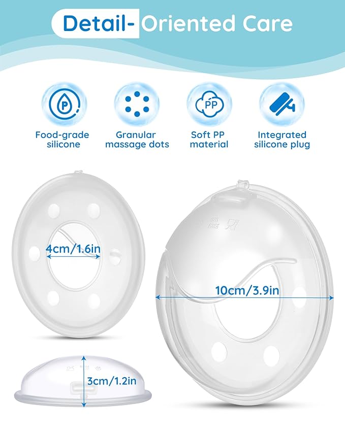 Lilian&Gema Milk Collector Catcher for Breastmilk - 2 Pcs Silicone Breast Pad Nursing Cup Milk Saver for Nursing Moms, Protect Sore Nipples, Extra-Soft and Reusable for Breastfeeding White