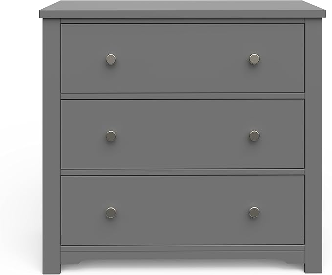 Child Craft Harmony 3-Drawer Dresser with Changing Table Topper, 38" W Nursery Dresser and Changing Station, Smooth Glides, Baby-Safe Finish, Cool Gray