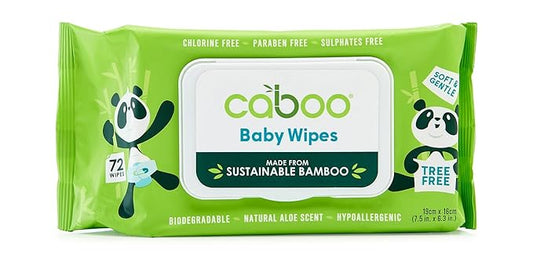 Caboo Tree Free Bamboo Baby Wipes, Eco Friendly Naturally Derived for Sensitive Skin, Resealable Peel Tab Travel, 72 Count