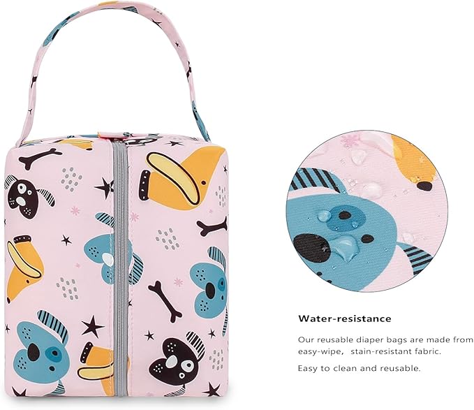 MOMIGO Wet Dry Bags for Baby Cloth Diapers - Waterproof Pod Hanging Diaper Bag Reusable, Washable for Baby Stroller, Diaper Bag, Breast Pump Parts, Travel Bag
