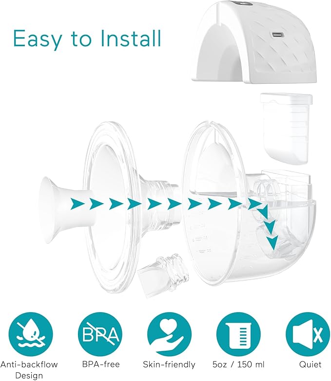 Paruu P10 Old Version Hands-Free Breast Pump Wearable, 338mmHg Strong Suction, Low Noise, 4 Modes & 9 Levels, Electric Breast Pump Portable, Smart Display, 19/21/24/28mm Insert/Flange, 2 Pack (White)