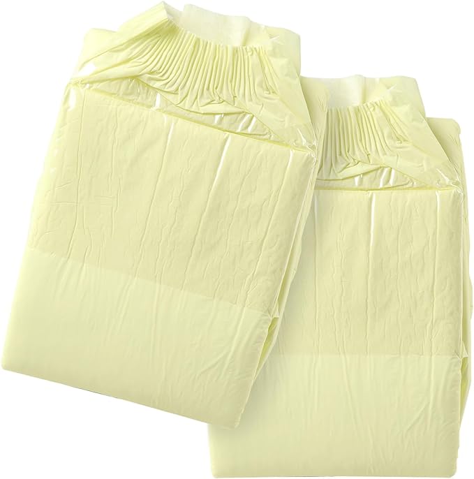 CutiePlusU Adult Diapers Heavy Absorption Dry Surface Disposable All Night-Yellow 2 Pieces (Large 37"-47")