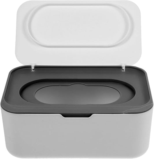 ULTECHNOVO Baby Wipes Dispenser Weighted Refillable Wipe Holder with Sealing Lid Portable Dry Wet Tissue Box for Nursery Travel 7.48X5.11X2.95In