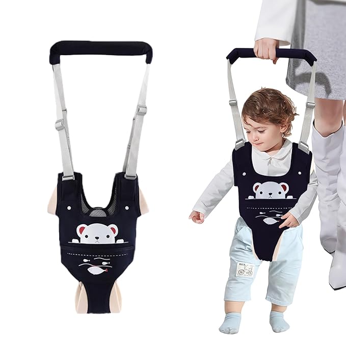 Baby Walking Harness, Handheld Kids Walker Helper with Detachable Crotch Adjustable Walker Harness Assistant Belt Baby Learning Walk Toddler Infant Walker 9-24 Months (Navy Blue)