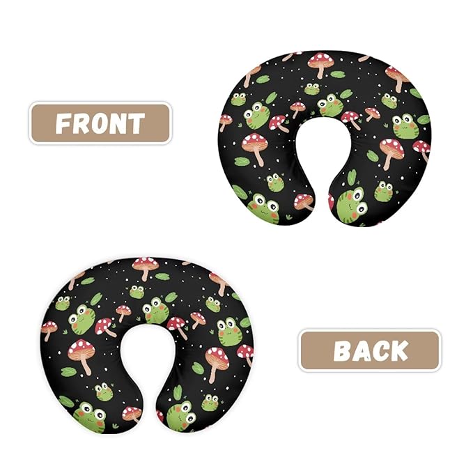 Frog Mushrooms Baby Nursing Pillow Cover Neutral Breathable Pillow Cover for Infant Snug, Removable Breastfeeding Pillow Slipcover Easy to Clean