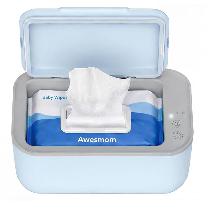 Wipe Warmer for Babies, Adult, Adjustable Temperature, Silent Heating, Large Wipe Holder with Constant Warmth –Blue