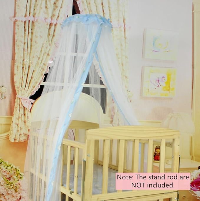 Crib Mosquito Net Baby Bed Dome Cots Mosquito Netting Toddler Bed Crib Dome Canopy Netting Hanging Bed Cover Net Mosquito Bar Frame Palace-Style Crib Bedding Set (Stand Not Included)