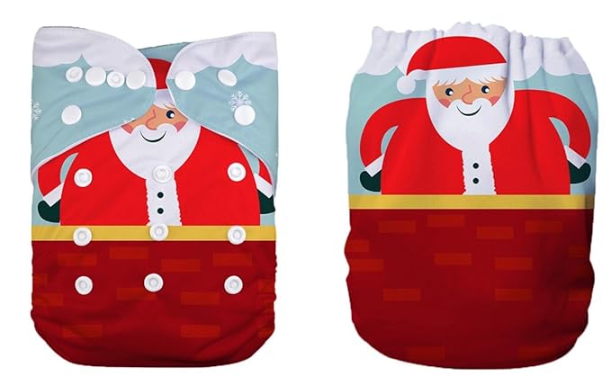 Pocket Cloth Diaper Nappy Reusable Washable Christmas Halloween Thanksgiving Holiday Gift (Santa Claus)