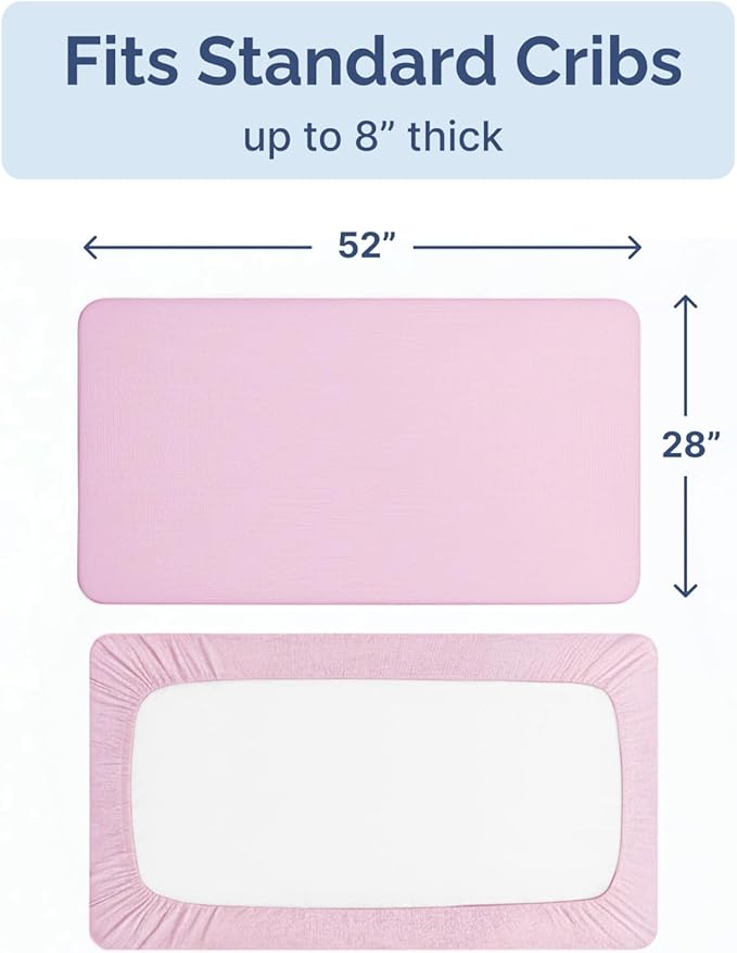 Baby Crib Sheets for Boys & Girls - Pack of 2 Fitted Microfiber Crib Sheets for Standard Crib & Toddler Mattress - Soft, Breathable & Wrinkle Free - Machine Washable, Oeko Tex - 52x28x8in - Pink Duo
