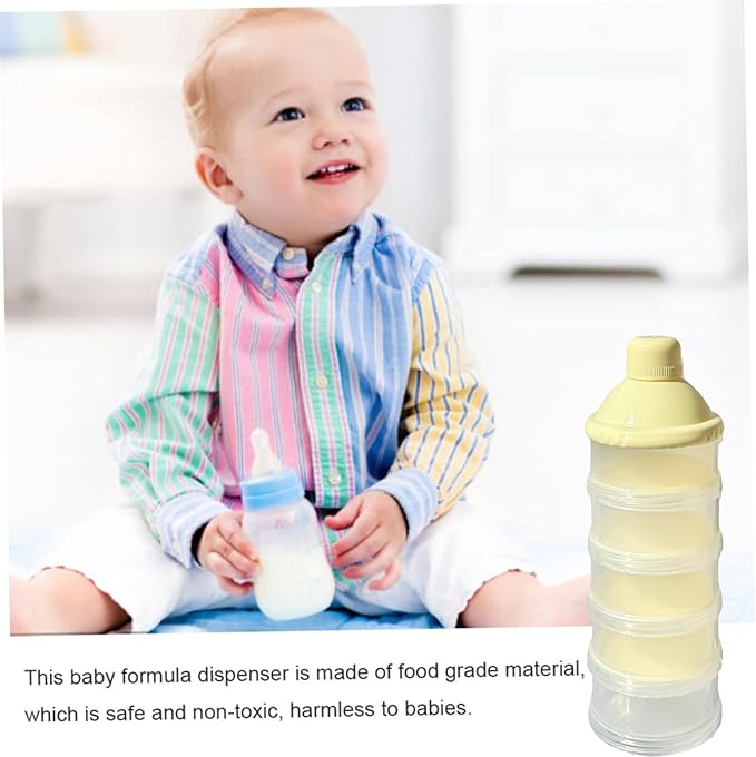 2 PCS 5 Layers Baby Milk Powder Pots, Formula Dispenser Portable Milk Powder Formula Dispenser Container Pot Box Milk Cans Snack Storage Box for Travel(Yellow +Yellow)