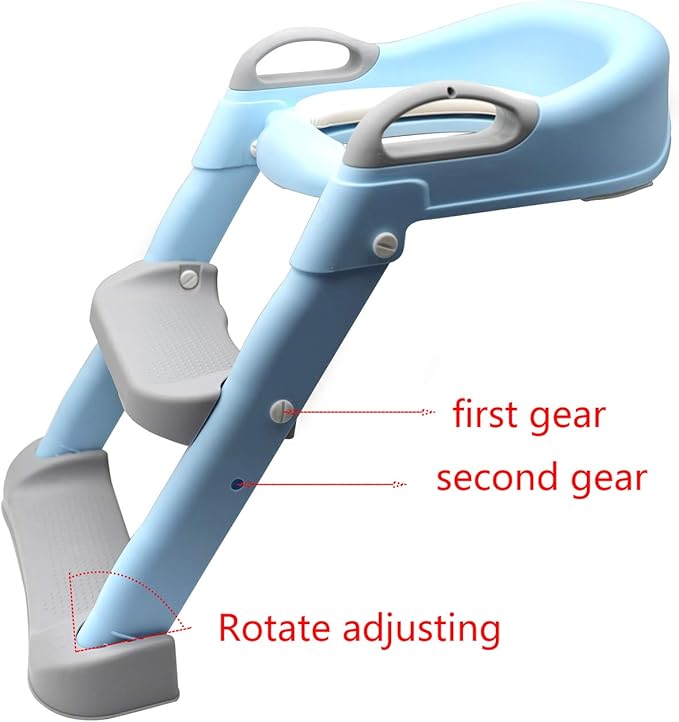 SMT- Blue Toddler Potty Training Seat Ladder Step Toilet Girl Chair Infant Kids Bathroom Trainer [P/N: ET-BABY002-BLUE]